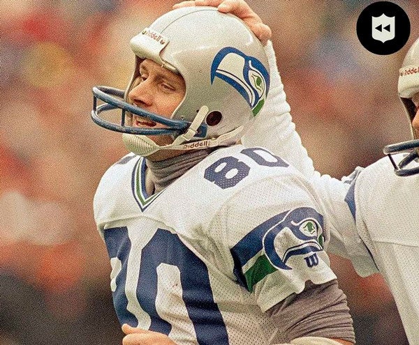 Steve Largent, en un partido con los Seahawks