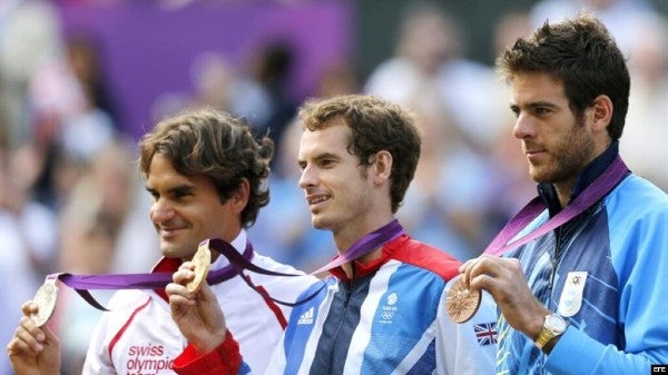 Roger Federer, Andy Murray y Juan Martín del Potro en Londres 2012