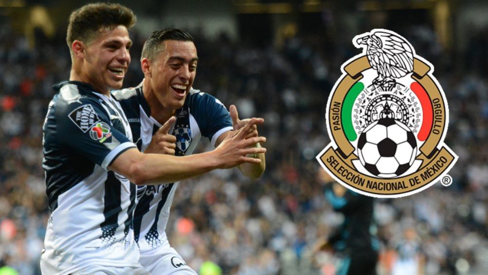 Alfonso González y Funes Mori en festejo con Rayados