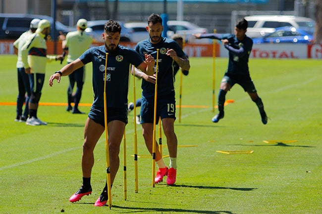 Valdez y Aguilera, en un entrenamiento en Coapa