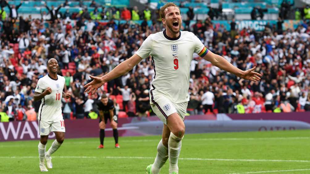 Harry Kane en festejo de gol