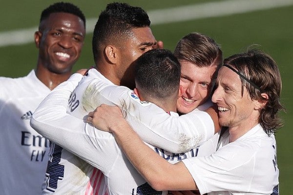 Jugadores del Real Madrid celebran