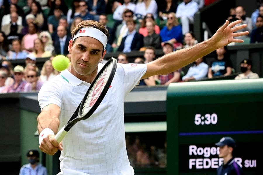 El tenista suizo en un partido de Wimbledon