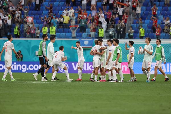 Jugadores de España, en festejo de gol