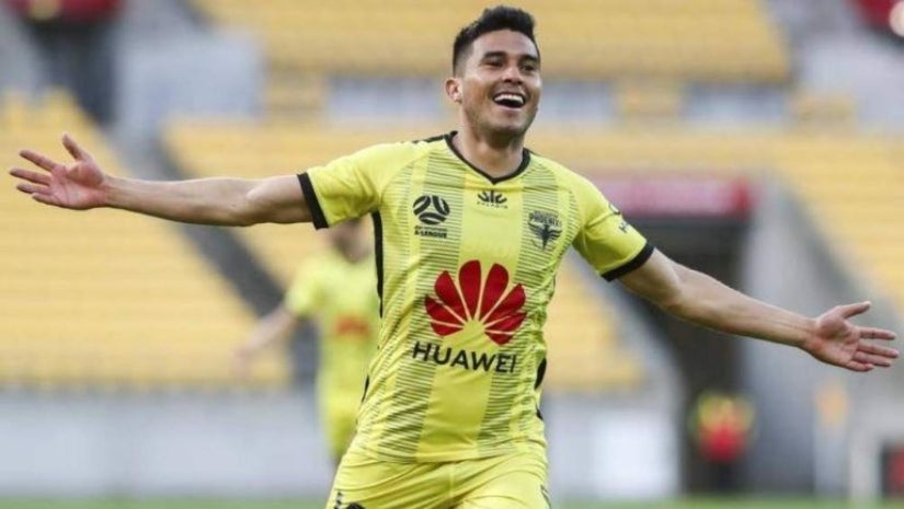 Ulises Dávila en un partido del Wellington Phoenix