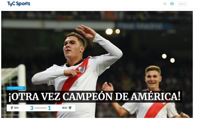 Portada en el portal de TyC