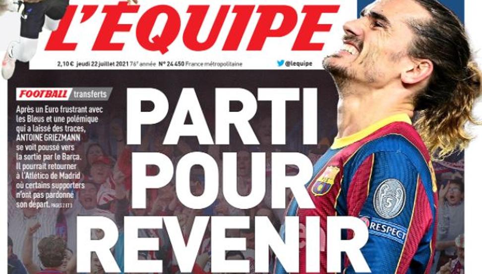 Portada del diario francés 'L’Equipe' 