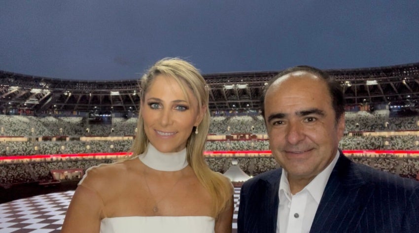 Inés Sainz y David Medrano en la inauguración de los Juegos Olímpicos