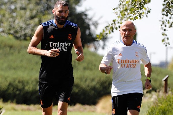 Karim Benzema durante entrenamiento con el Real Madrid