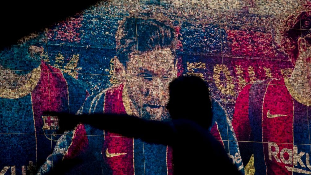 Mural de  Messi en el Camp Nou