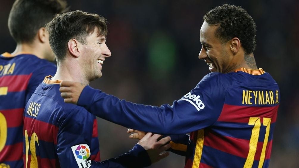 Messi y Neymar en un partido de Barcelona 