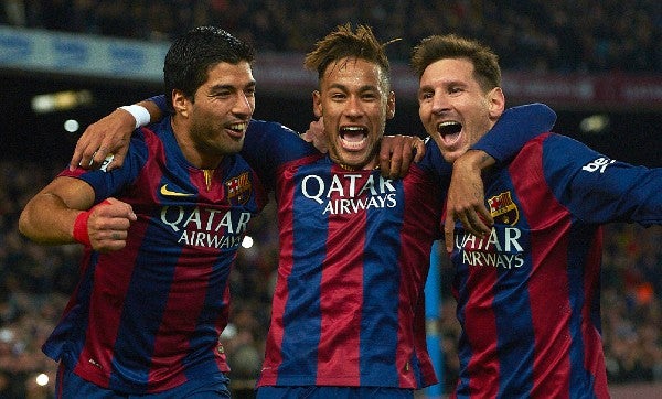 Suárez, Neymar Jr. y Messi en el Barcelona