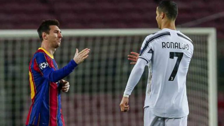 Cristiano y Messi en un partido de Champions League