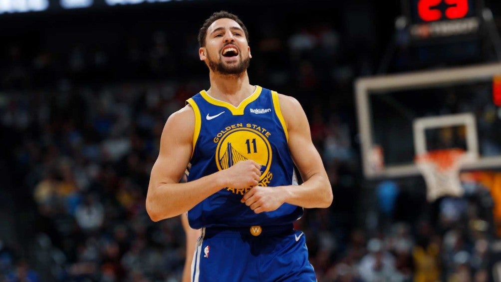 Klay Thompson durante un partido con los Warriors