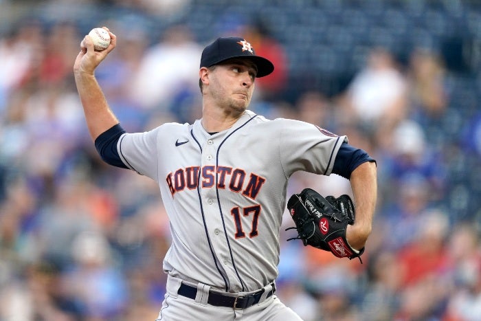 Jake Odorizzi en acción con los Astros