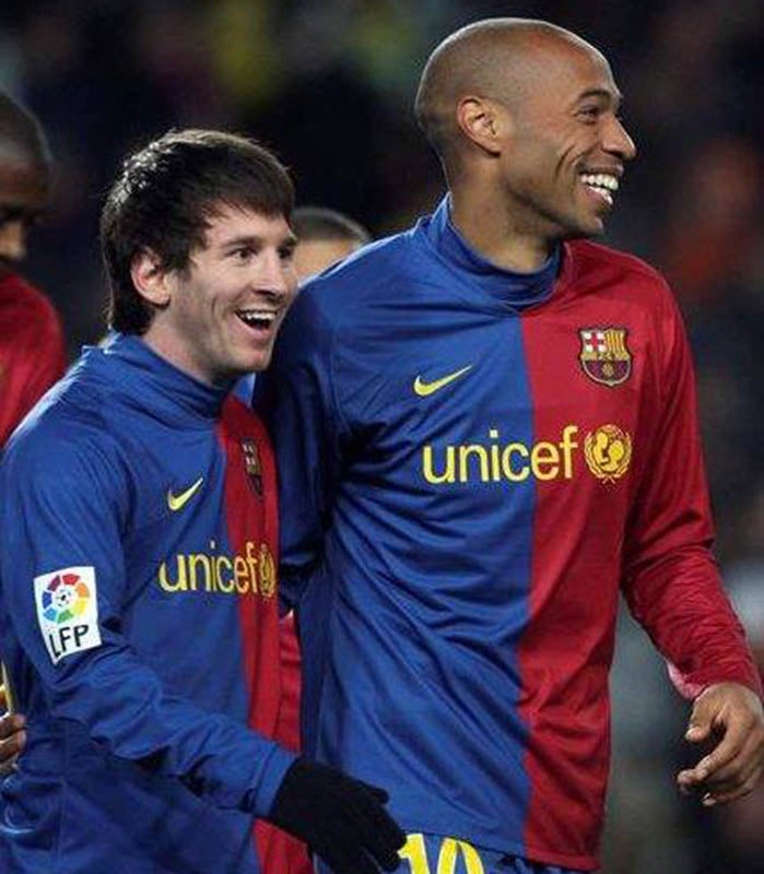 Messi y Henry con el Barcelona