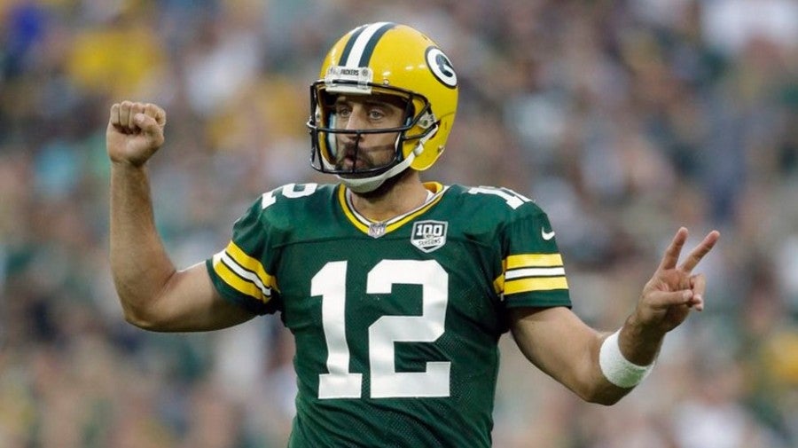 Aaron Rodgers durante un partido con Green Bay