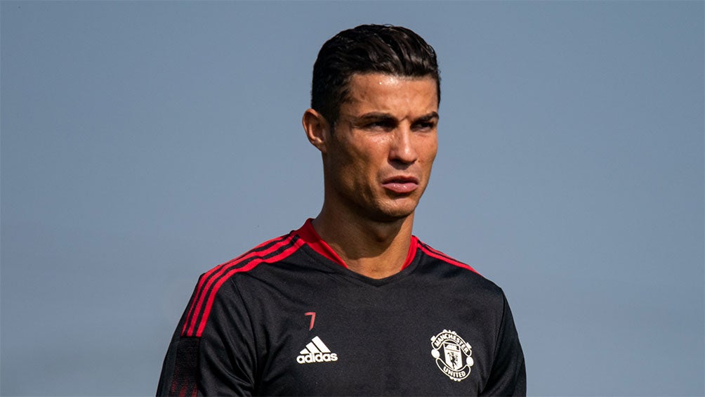 Cristiano Ronaldo en el entrenamiento de Manchester United