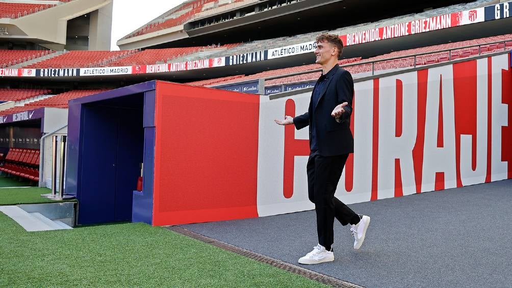 Griezmann en su presentación con el Atlético de Madrid