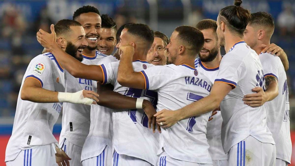 Jugadores del Real Madrid celebrando un gol a favor