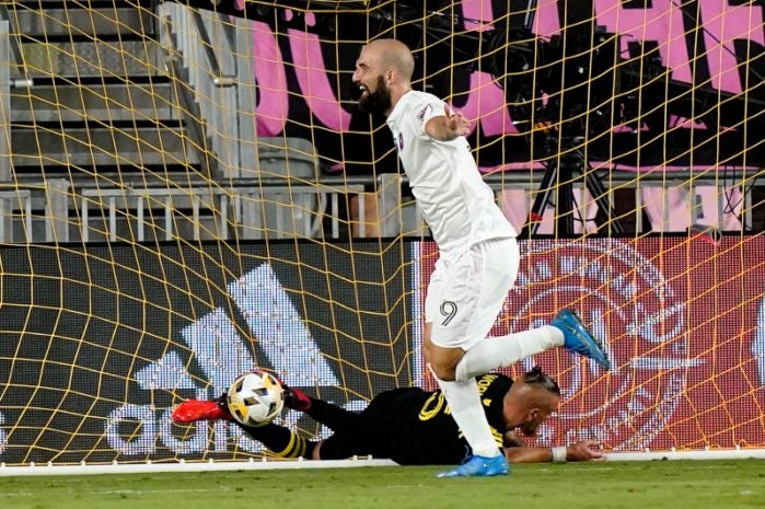 Gonzalo Higuaín celebrando un gol con Inter de Miami