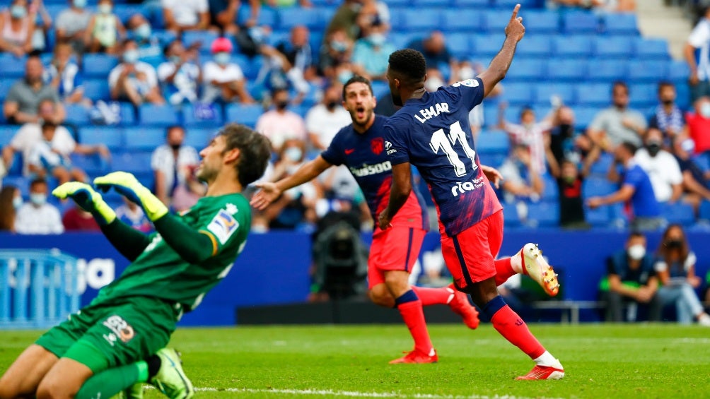 Lemar celebra anotación con el Atlético de Madrid frente al Espanyol