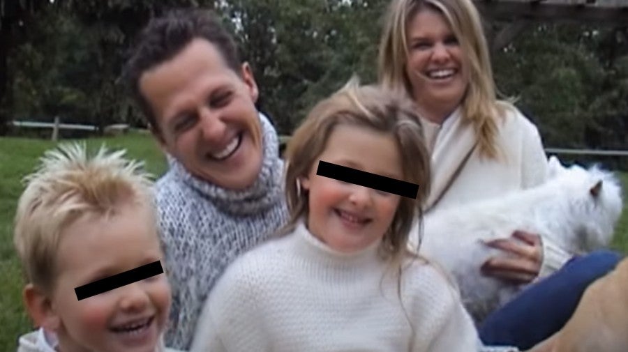 Schumacher con su esposa e hijos