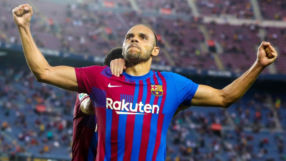 Martin Braithwaite celebra con el Barcelona