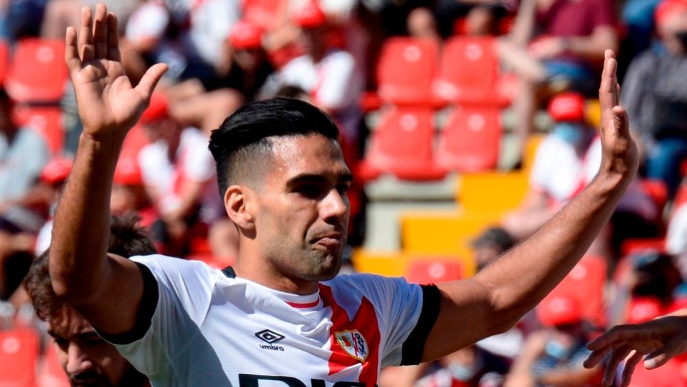 Radamel Falcao tras anotar gol con el Rayo Vallecano