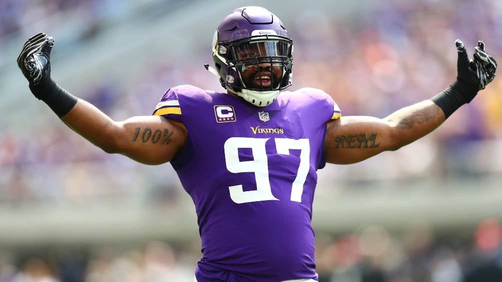 Everson Griffen en un partido con los Vikings