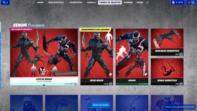 Venom en la tienda de Fortnite