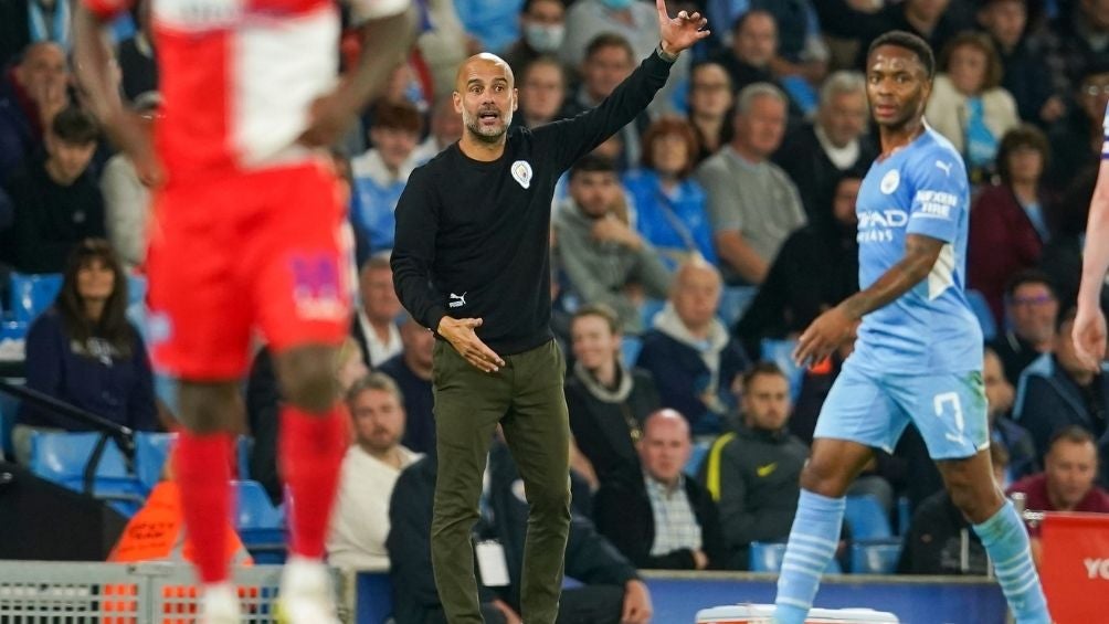 Guardiola en un partido del City