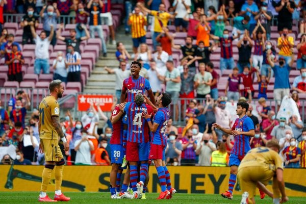 Jugadores del Barcelona en festejo