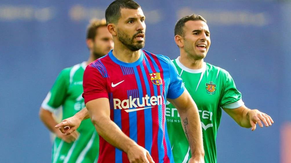 Sergio Agüero en su primer partido con Barcelona