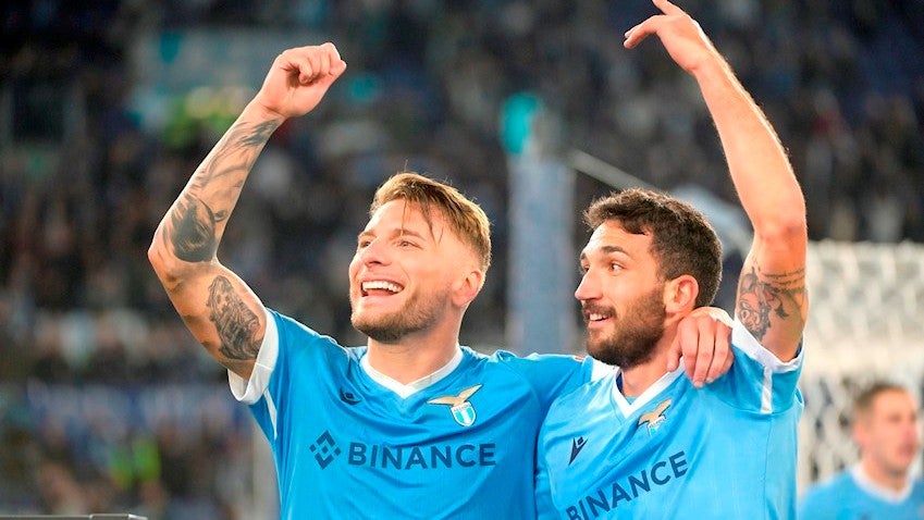 Ciro Immobile festejando partido con la Lazio