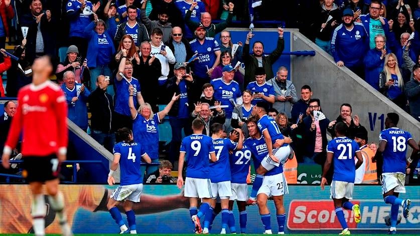 Los jugadores del Leicester City festejando