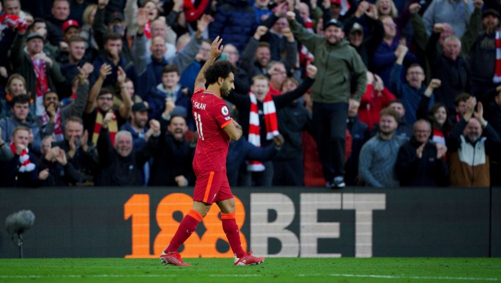 Mohamed Salah en un partido del Liverpool