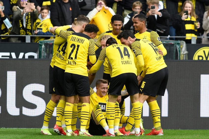 Jugadores del Borussia celebrando un gol de Marco Reus