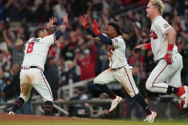 Jugadores de Braves en festejo