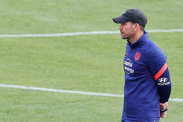 Diego Simeone en la práctica de Atlético de Madrid 