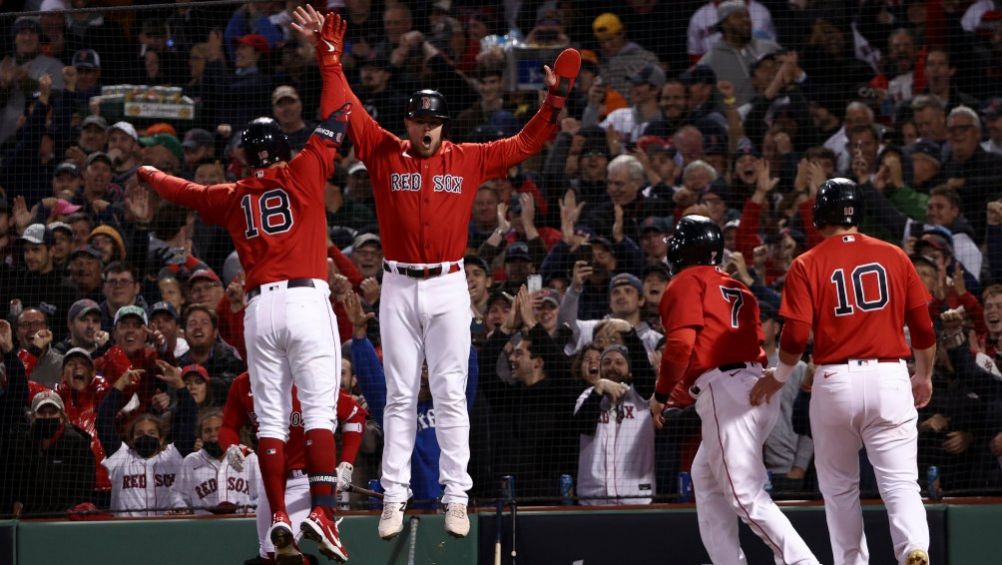 Jugadores de Red Sox en festejo