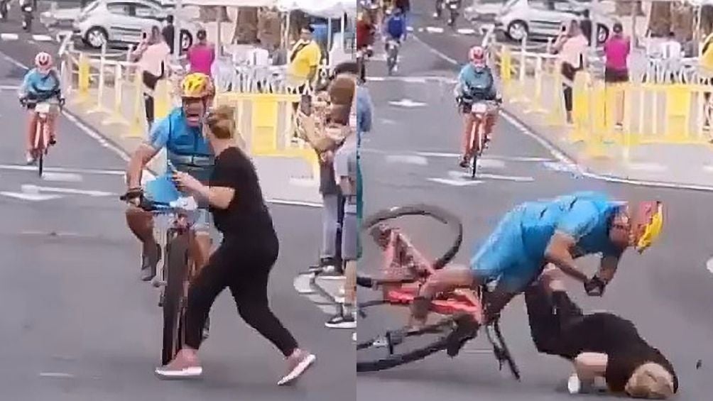 Mujer chocó con ciclista 