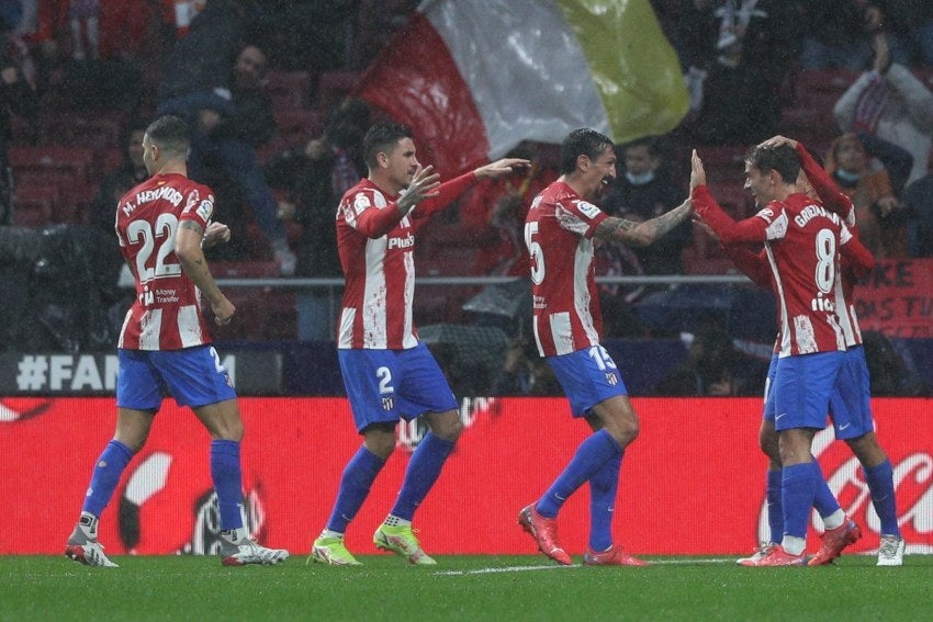 Jugadores del Atletico de Madrid celebrando un gol a favor