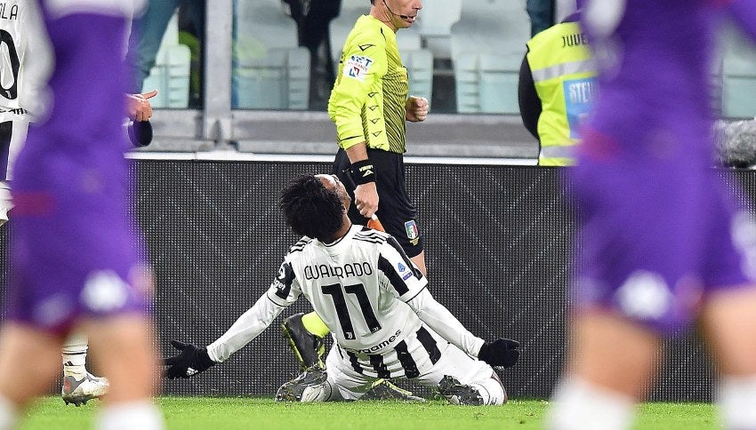 Juan Cuadrado tras anotar gol a favor de la Juventus