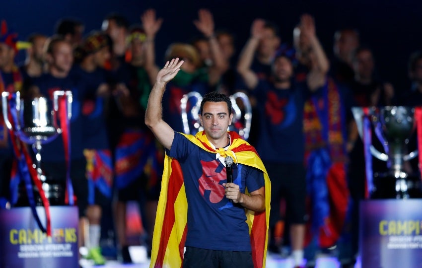 Xavi en un homenaje con el Barcelona