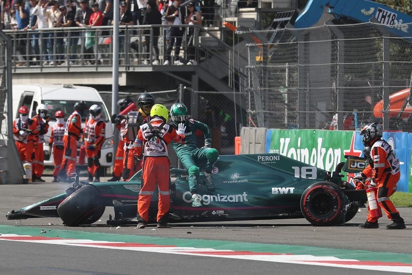 Stroll después de su accidente en el GP de México