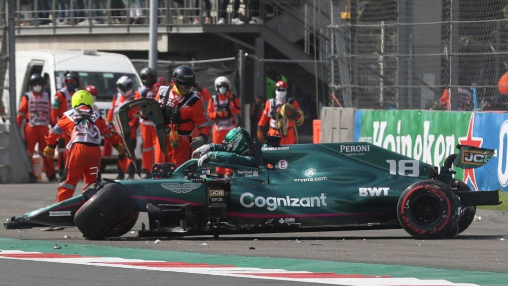 Stroll después de su accidente en el GP de México