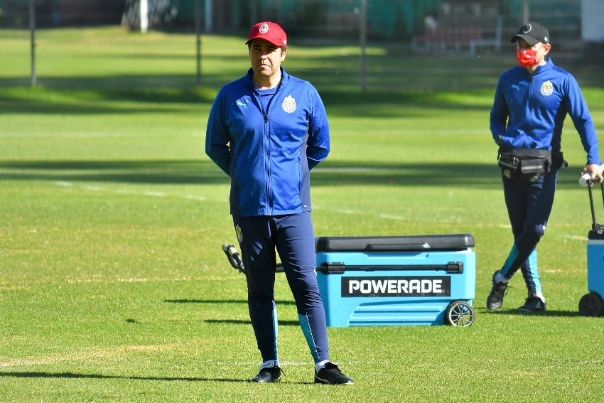 Leaño en un entrenamiento de Chivas