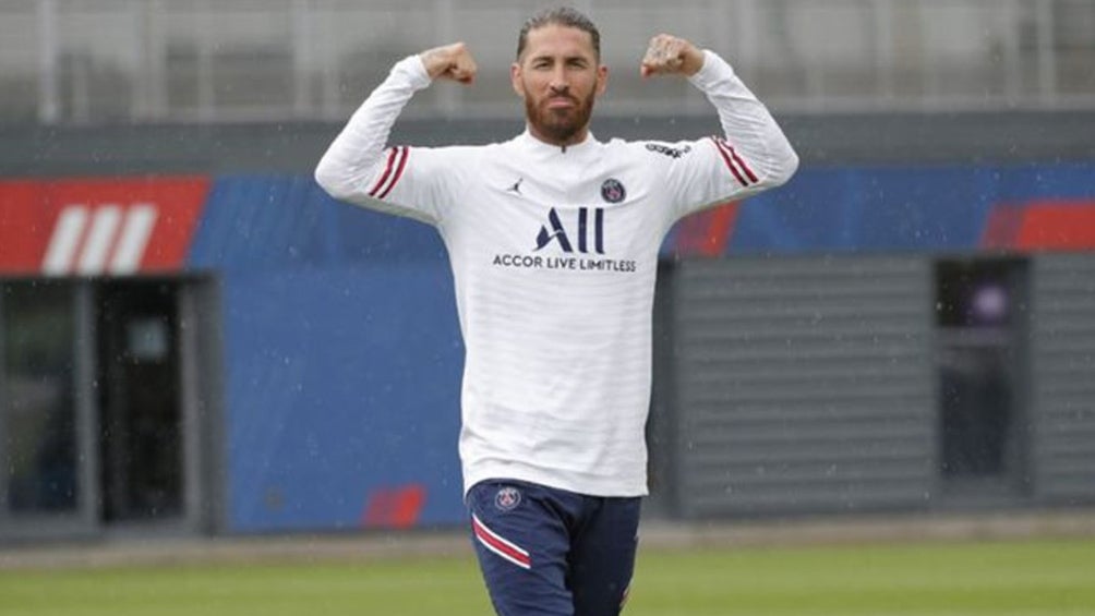 Sergio Ramos durante entrenamiento del PSG