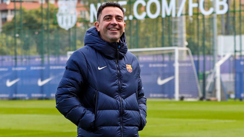 Xavi Hernández durante un entrenamiento del Barcelona 